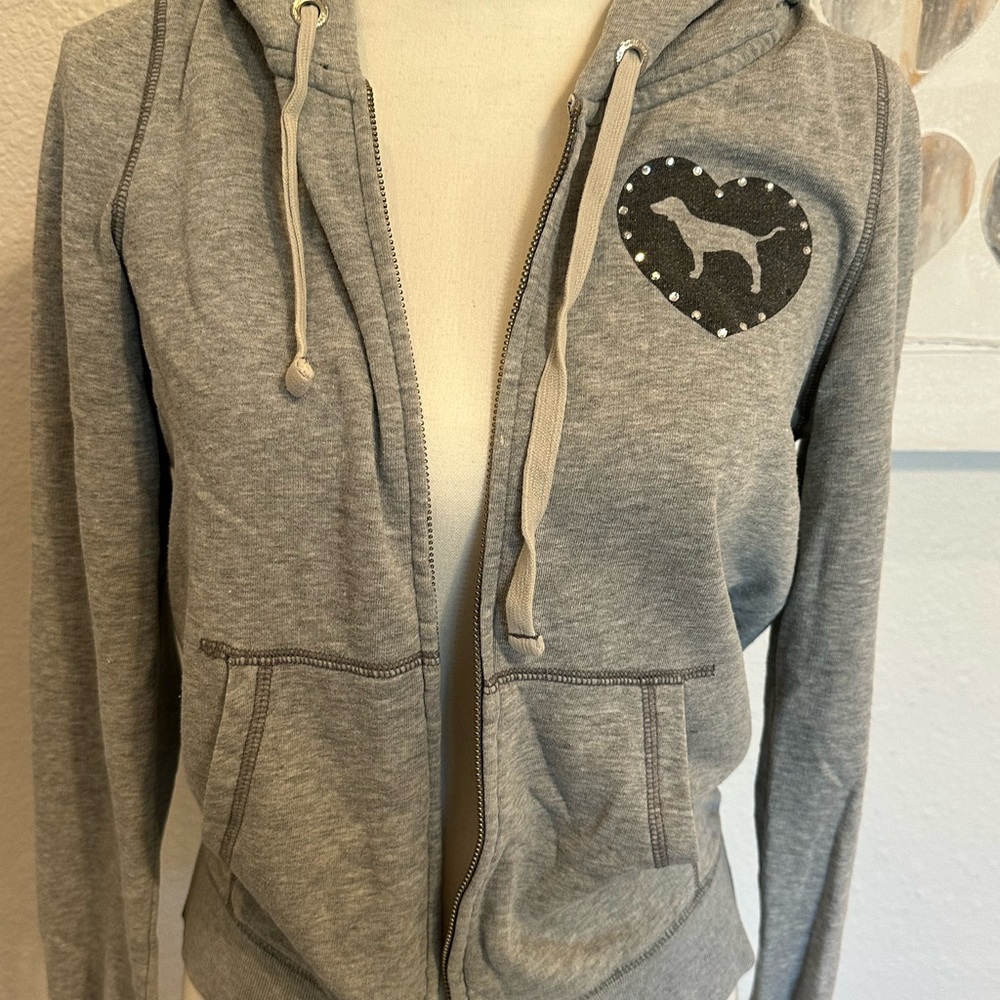 Gray PINK zip-up hoodie